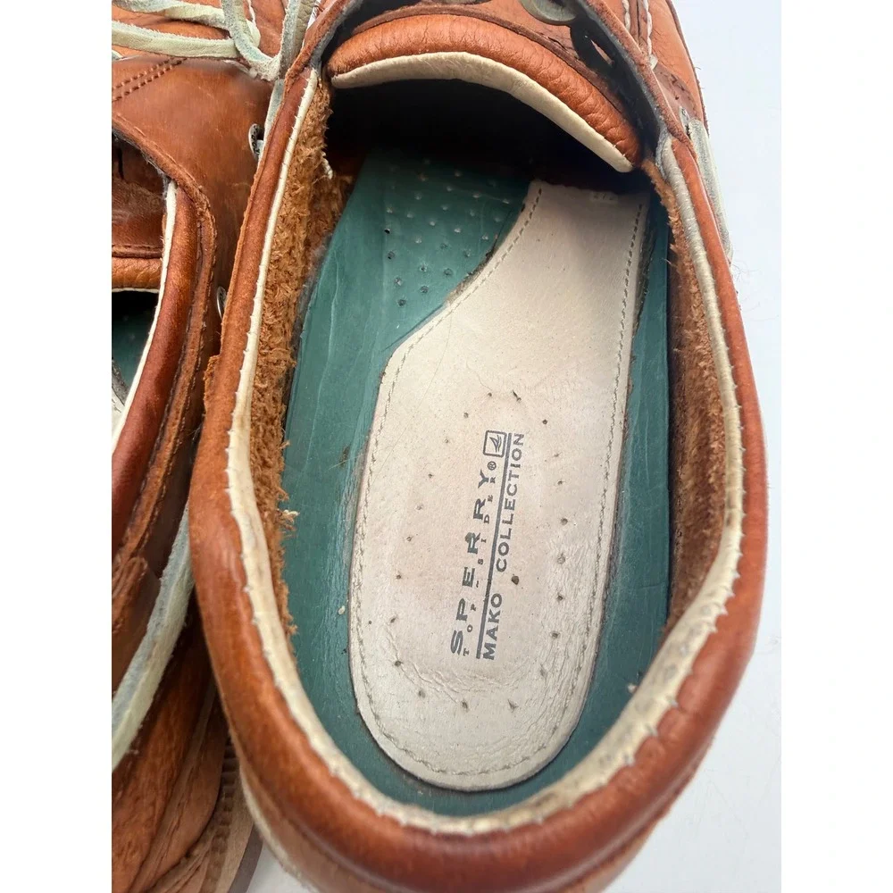 Sperry Top-Sider Mens Mako Collection Leather Boat Shoes Tan Brown 9.5M 0768168